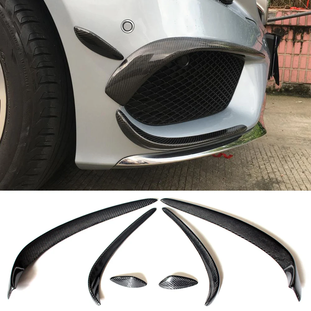 Carbon Fiber Front Air Vent Trims For Mercedes-Benz W205 C200 C400 C43 AMG Sedan Coupe 2015-2018 Car Front Bumper Splitters Fins