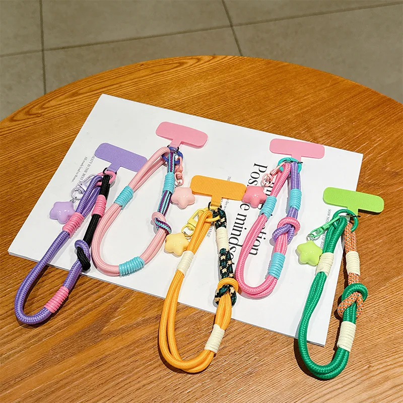 

Trendy New Wax Cord - Short Wrist Cord/Phone Lanyard/Keychain Colorful Card Star Charm Anti-Lost Anti-Theft/Anti-Snatch