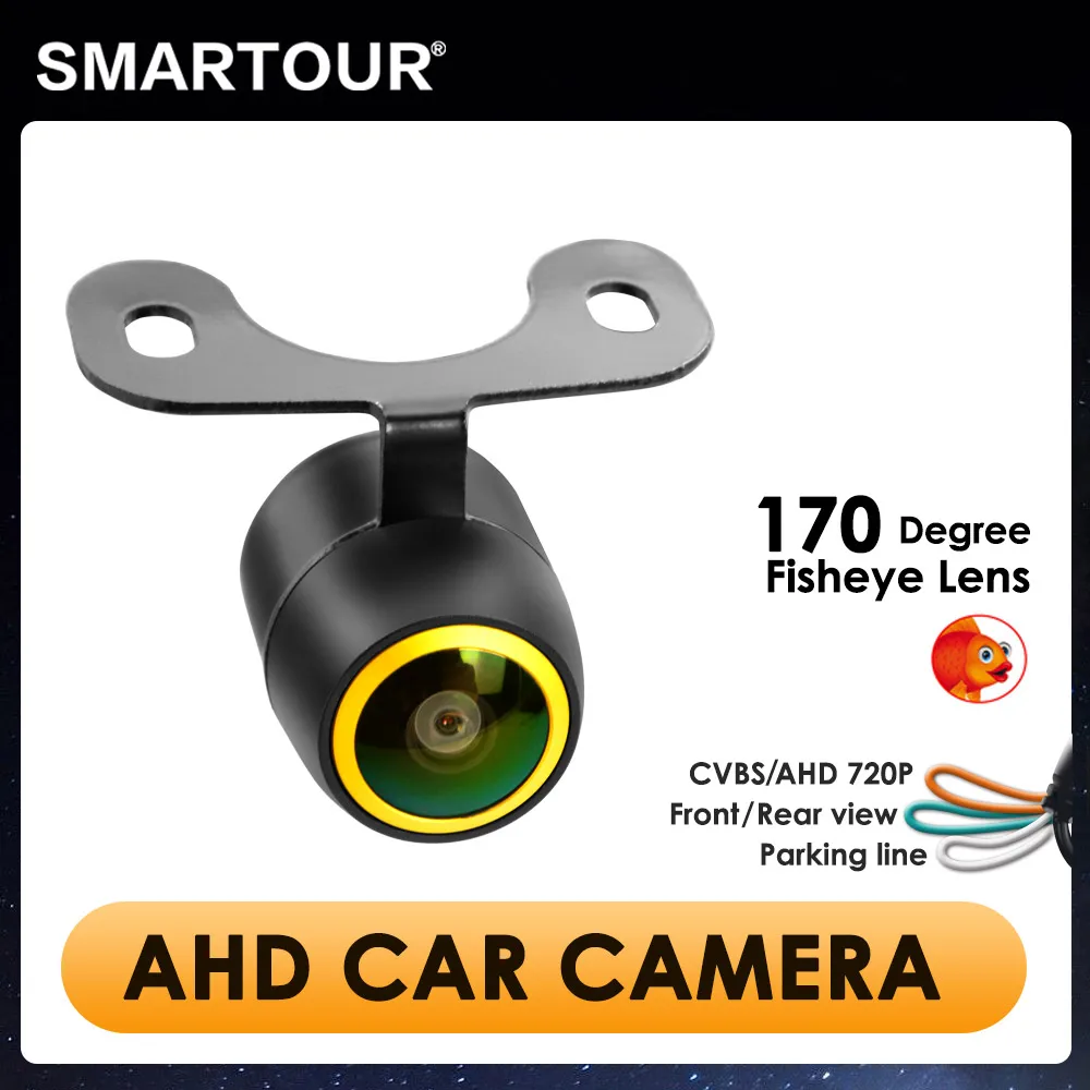 SMARTOUR 미니 범용 자동차 외장 카메라, 전면 및 후면 AHD 골드 렌즈, NTSC CCD, 170 도 광각 어안