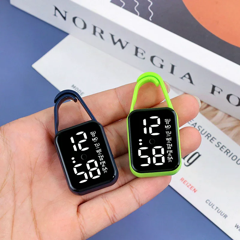 LED Digital Luminous Function Children Gifts Electronic Watch Keychain Multifunctional Hanging Watch Pocket Watches