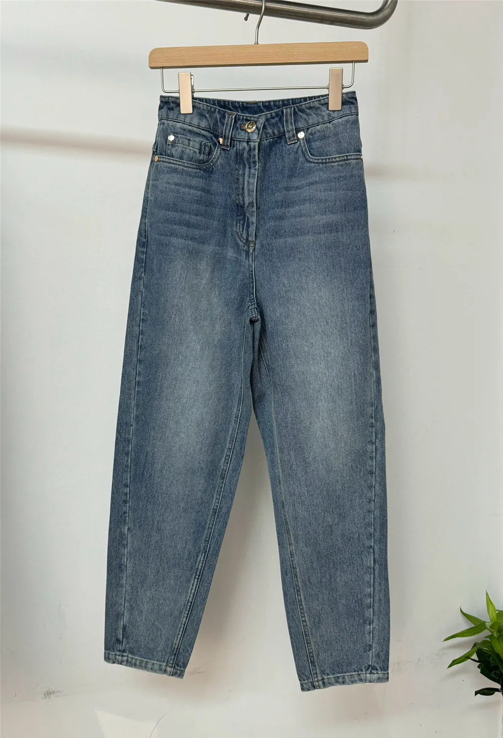 Women's Denim Pants Beading Cotton High Waist Jeans Lantern Pants Spring/Summer New