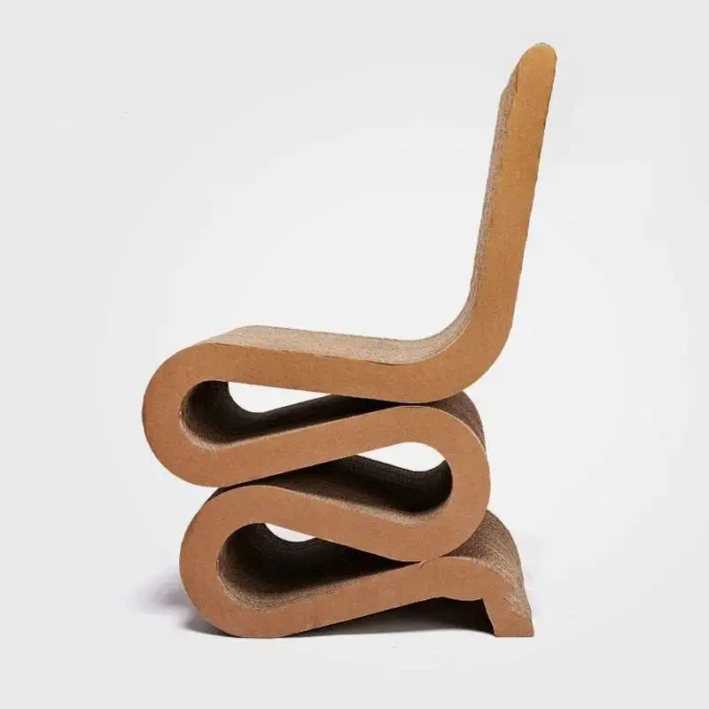 Backrest Dining Furniture Balcony Leisure Room Chairs Simple Living Coffee Shop Creative Chair Corrugated S-shaped Paper Chair D
