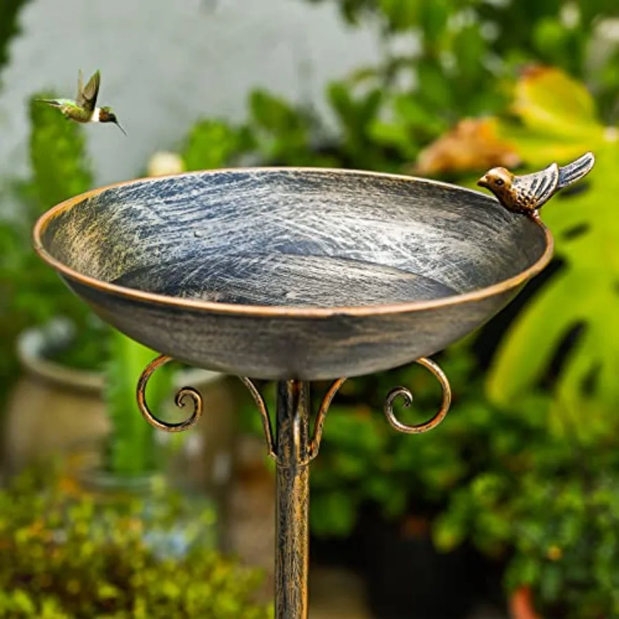 

11.4" W*27.6" H Cast Iron Pedestal Bird Baths for Outdoors Vintage Metal Bird Bath Bowl Bird Feeder Or Drinker Plate Home Garde