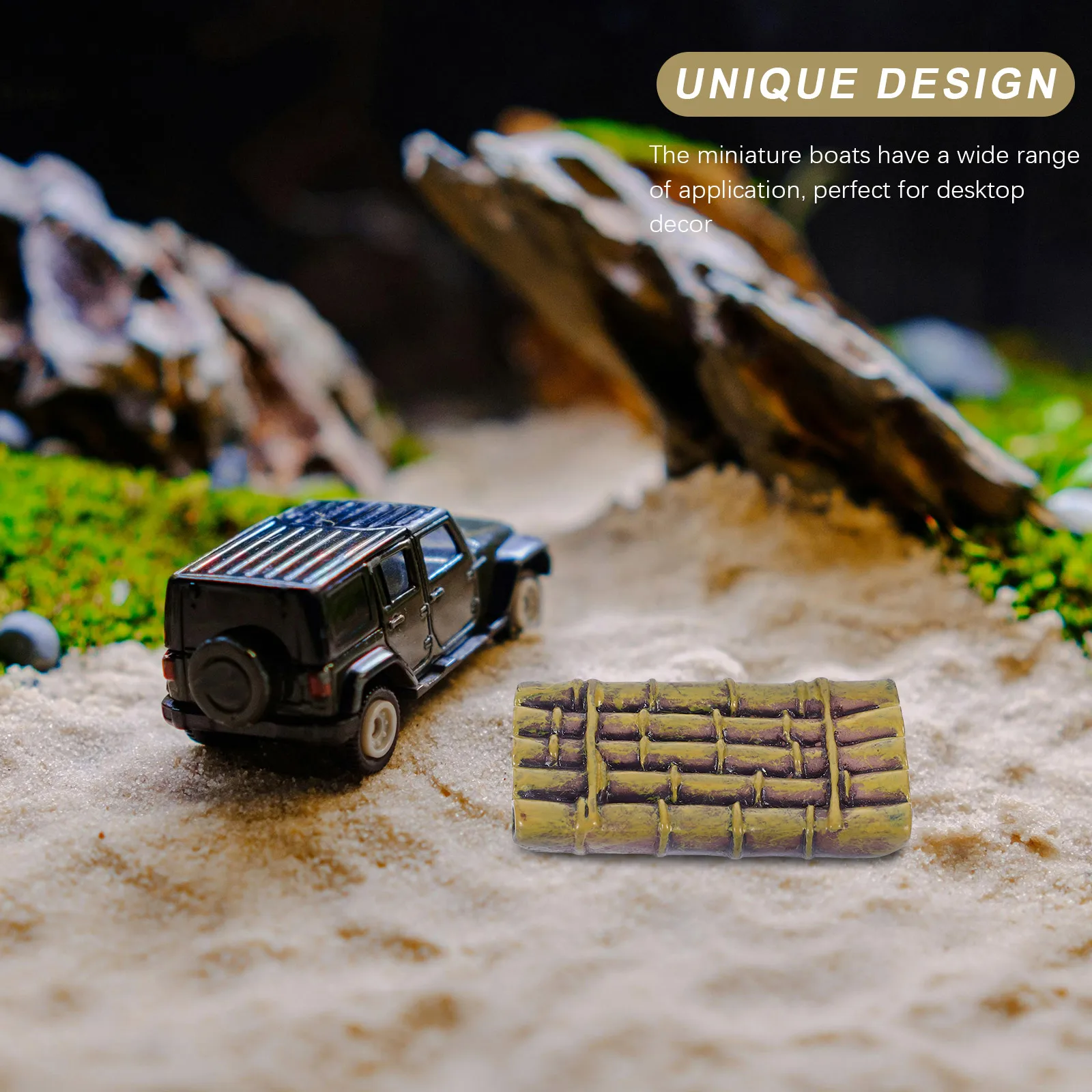 

6pcs Resin Bamboo Rafts Micro Landscape Decoration Mini Garden Accessories Chinese Theme Diy Ornament Desktop House Beach Decor