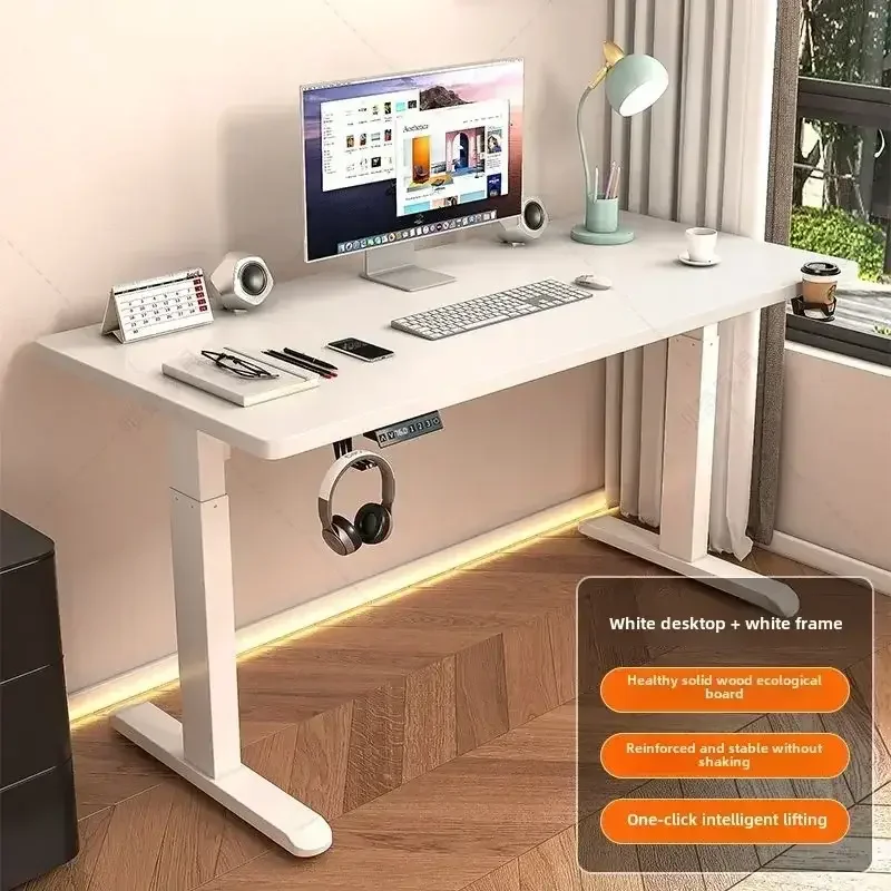Scrivania elettrica regolabile in altezza in legno massello, scrivania da studio, scrivania da ufficio per la casa, scrivania per computer per e-sport in camera da letto