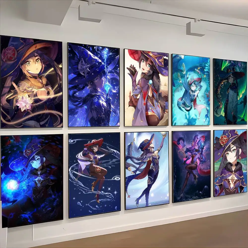 ملصق G-Genshin Impact Mona عالي الدقة على الحائط اللاصق المقاوم للماء وغرفة المعيشة المنزلية وغرفة النوم والديكور الجمالي