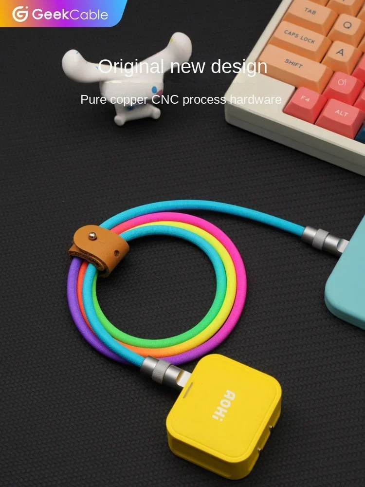 GeekCable Polar Shark Charging Data Cable Rainbow Weaving Colorful Suitable for Apple iPhone 15 USB to C Charging Data Cable 15W