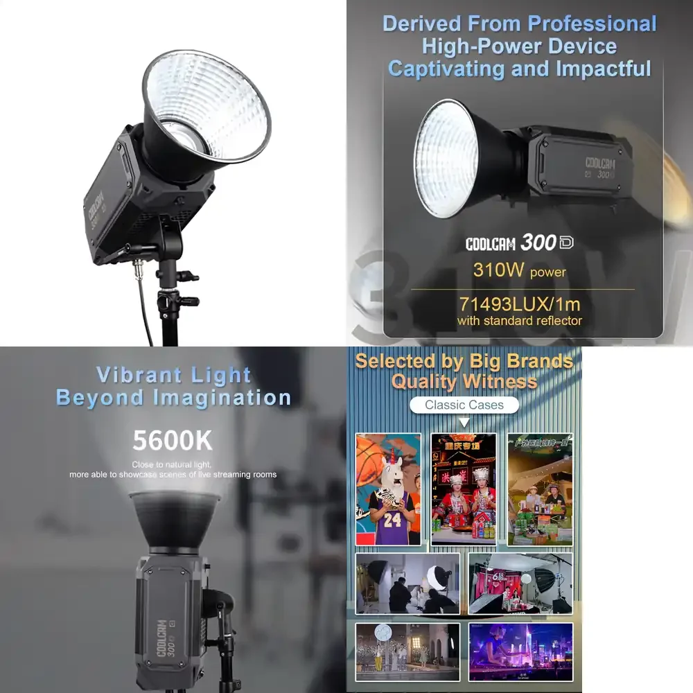 COOLCAM 300D (G) Monoluz LED de 310W Máx. con Control por APP y DMX, Luz Diurna 5600K para Fotografía y Video en Vivo - Resumen