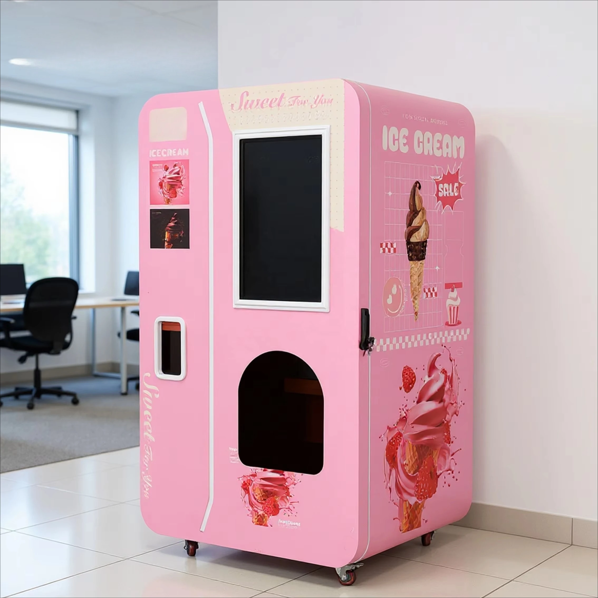 FOODLINE Compact Ice Cream Vending Machine Small Floor Space Movable Casters for Dessert Shop Startup Business
