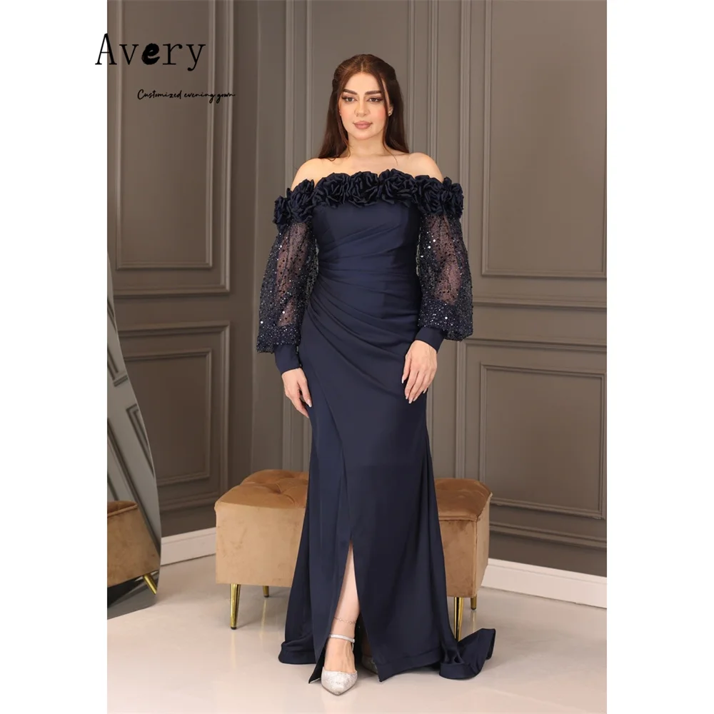 

Avery индивидуальные черные кружевные вечерние платья с рыбьим хвостом и цветком, роскошное платье, вечерние платья 2025 года, женские элегантные вечерние женские платья