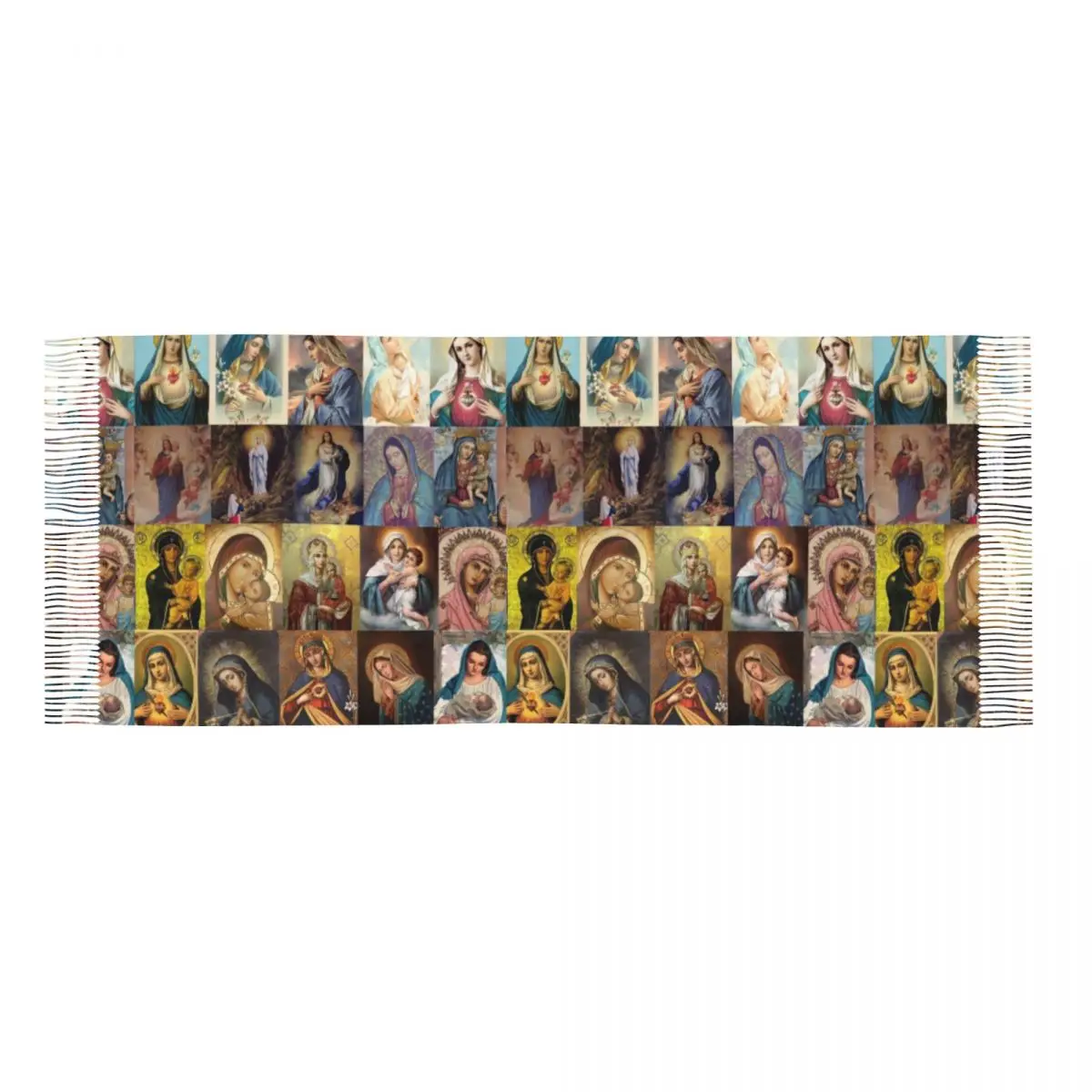 Virgin Mary Scarf Women Fashion Winter Wrap Shawl Catholic Christian Tassel Wraps