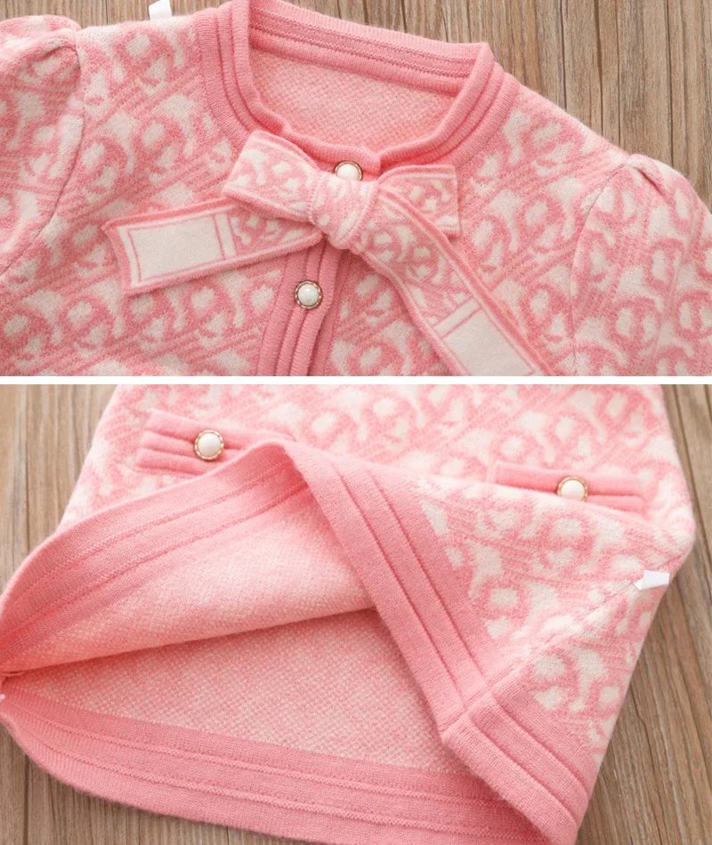 Mädchen Luxus 2 Stück Strick-Sets Prinzessin klassische neue Kleidung Winter pullover Rock Geburtstags uniform für 1-8 Jahre Kinder