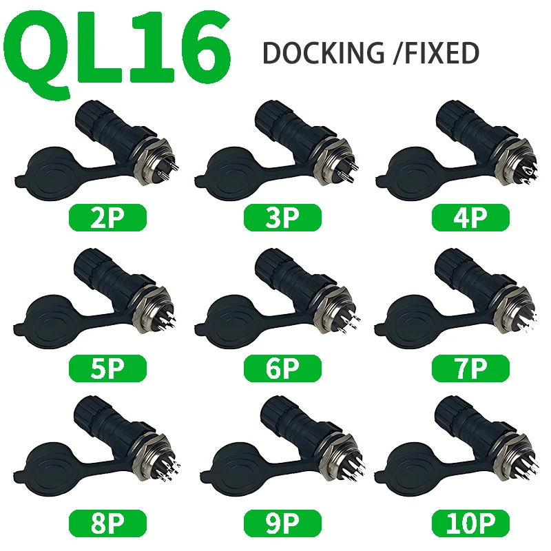 

5/10/100 Sets QL16/GX16/M16 Plastic 2 3 4 5 6 7 8 9 10 Pin Aviator Aviation Plug Socket Circular Connector Waterproof IP65