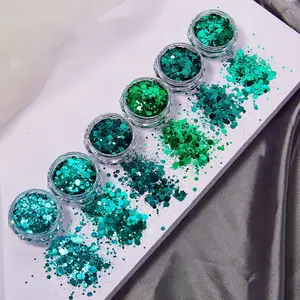 Natal dia resina lantejoulas, vermelho verde Chunky Glitter para resina epóxi mold enchimentos, flocos de neve mistos, DIY Xmas Shaker Filler 12 principais vendas conjunto lantejoula verde - №12