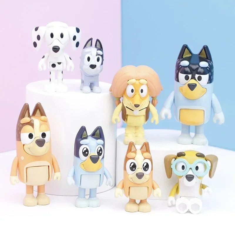 Bluey Family Character Model Decorations Cute Puppy Movable Joints Decorations Mini Pvc Character Model Toys Children'S Gifts