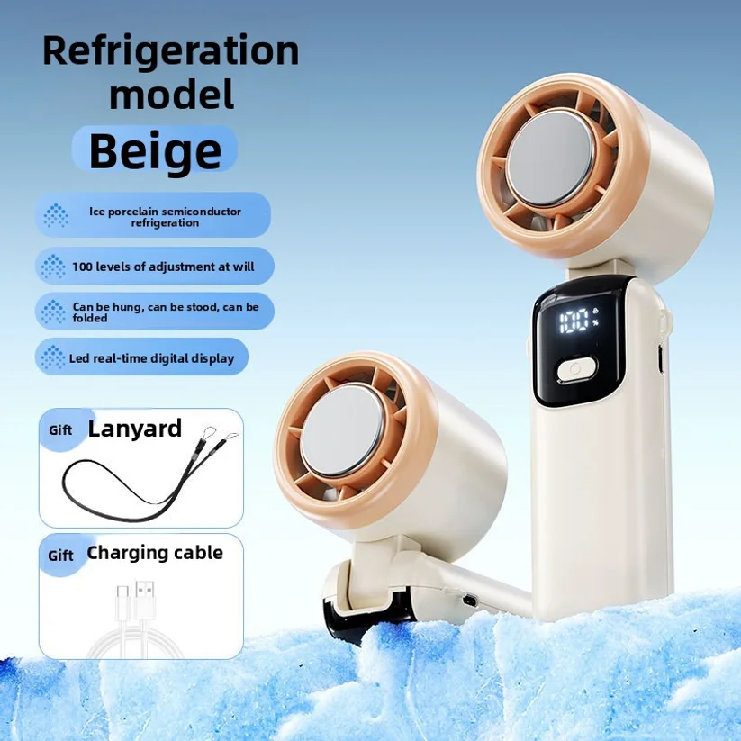 New High-speed Fan, Digital Display With 100 Levels, Outdoor Handheld Usb Cooling Fan, Mini High Wind Power Small Fan