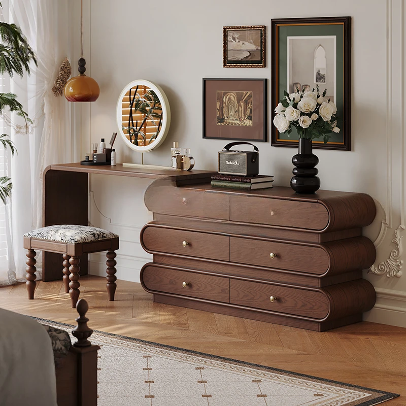 

Vintage corner makeup table bedroom solid wood dresser medium antique cabinet chest American style