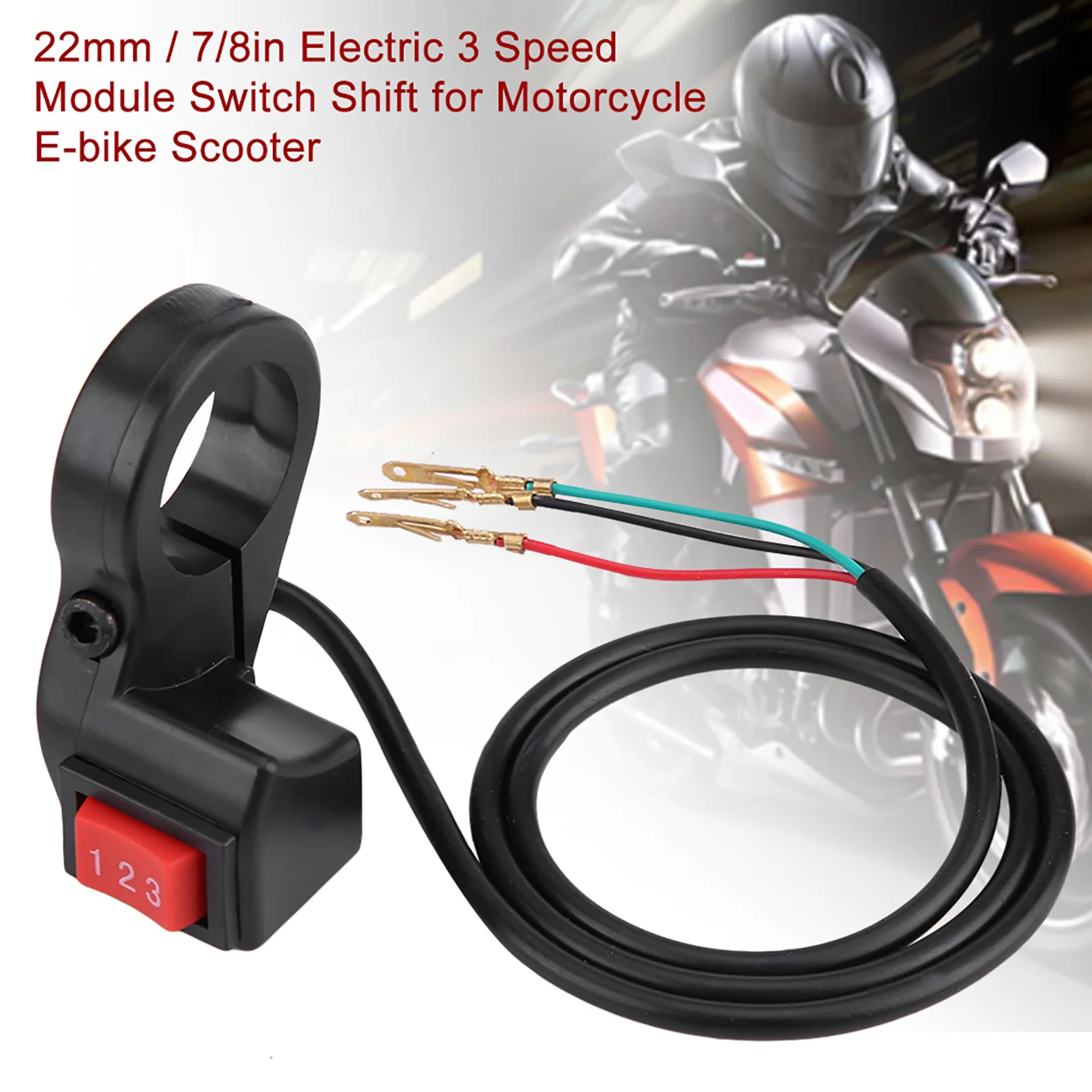 22mm 7/8in Handlebar Electric 3 Speed Module Switch Shift For Motorcycle E Bike Scooter