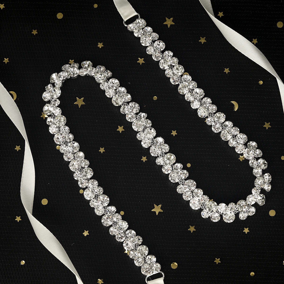 بسيطة الشظية كريستال السباغيتي حزام للنساء أزياء فستان العروس حزام الملحقات حساسة حجر الراين الخصر سلسلة وشاح #1