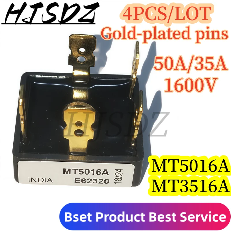 

[4PCS/LOT]【Gold-plated terminals for large current】Three-phase rectifier bridge MT5016A/MT3516A 50A35A 1600V stable and durabl
