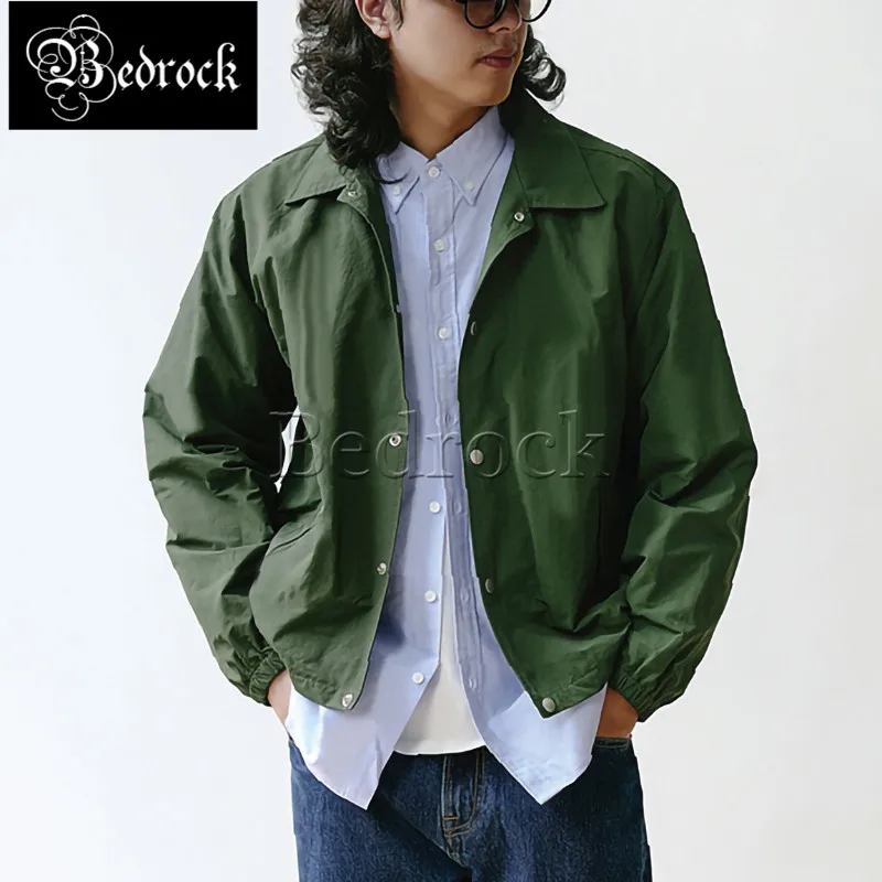 MBBCAR Vintage Coach Jacket Men Women Cotton Nylon Blend Windbreaker Colorblock Lining Gorpcore Workwear Water-Repellent Light