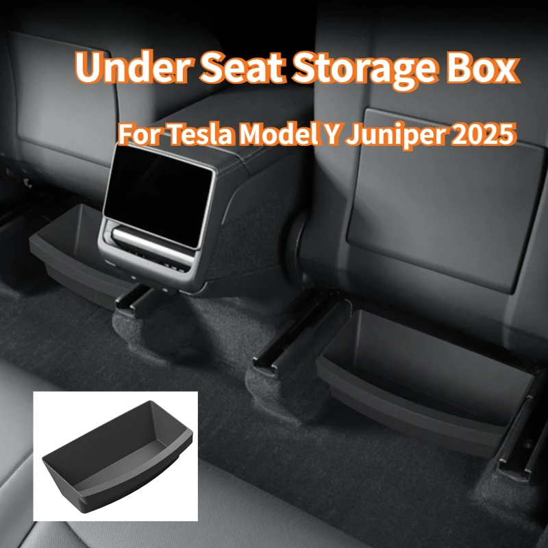 Für Tesla Neues Modell Y Juniper 2025 2026 Unter-Sitz-Aufbewahrungsbox Autositz-Organizer Fahrzeug-Untersitz-Schublade Zubehör