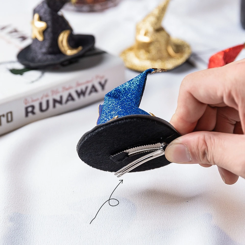 

Barrette Bent Hat Hair Clip Wizard Hat Witch Hat Witch Hat Hair Clip Cap Shaped Star Witch Hat Hairclips Halloween Party