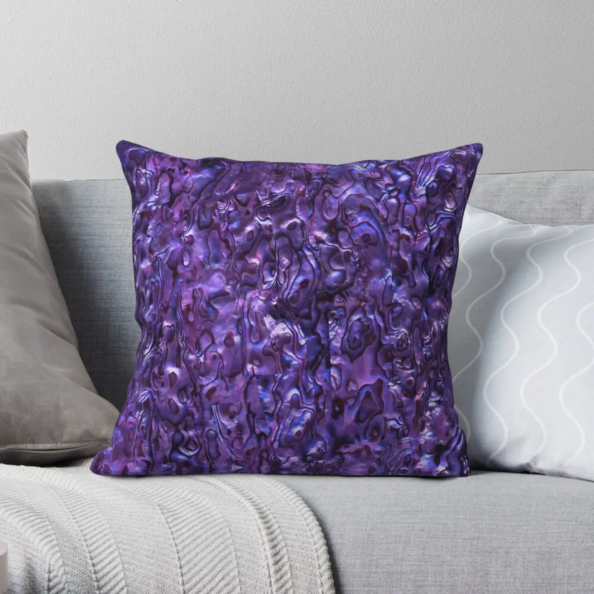 Abalone Shell Violet Tint Square Pillowcase Polyester Linen Velvet Printed Zip Decor Sofa Seater Cushion Cover