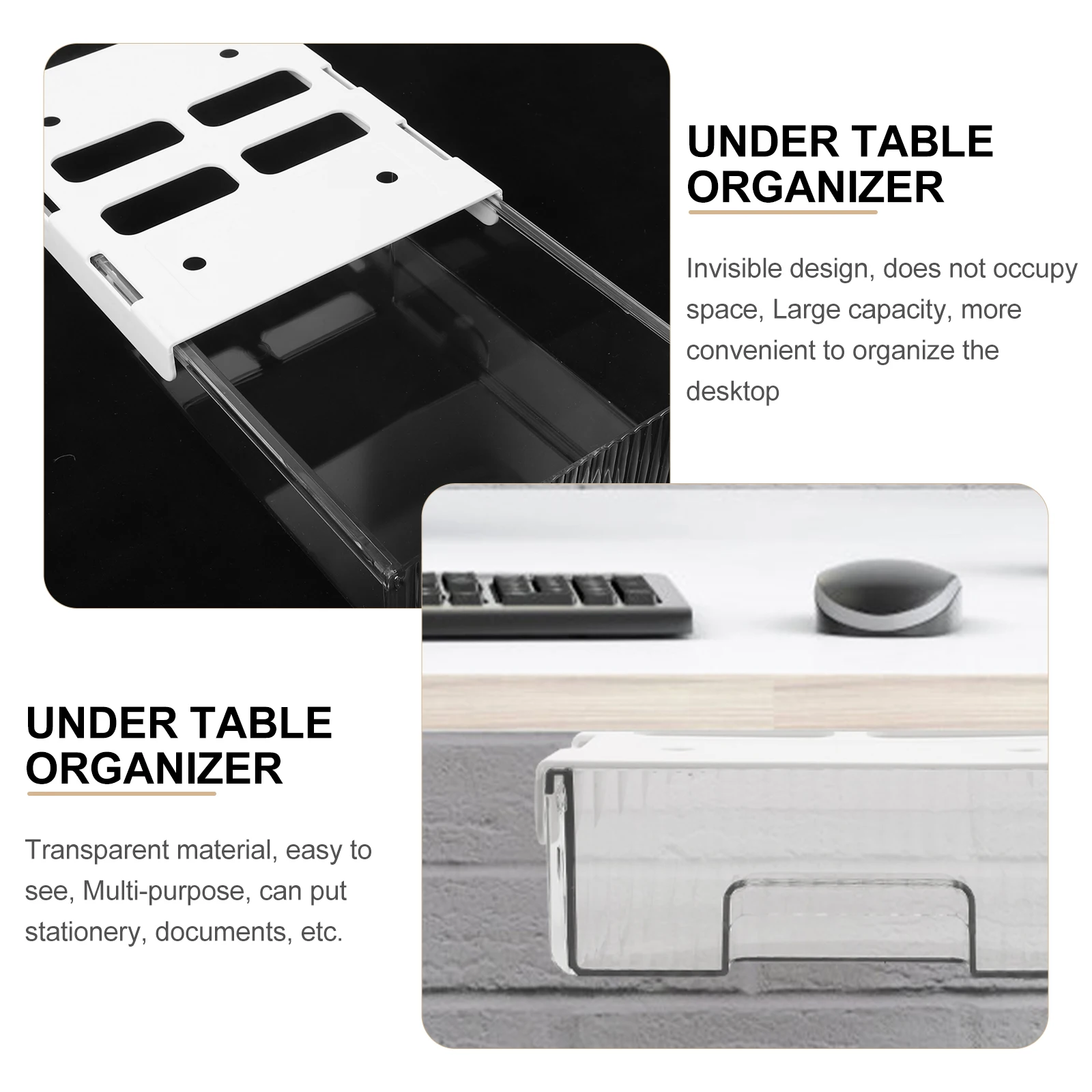 

Plastic Desktop Drawer Organizer Under Desk Storage Box For Office Household Multi-Function Space-Saving Stationery