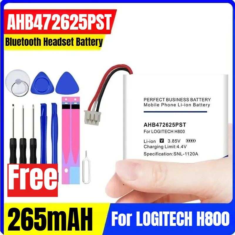 

AHB472625PST 265mAH Bluetooth Headset Battery for LOGITECH H800 533-000067 AHB472625PST 981-000337