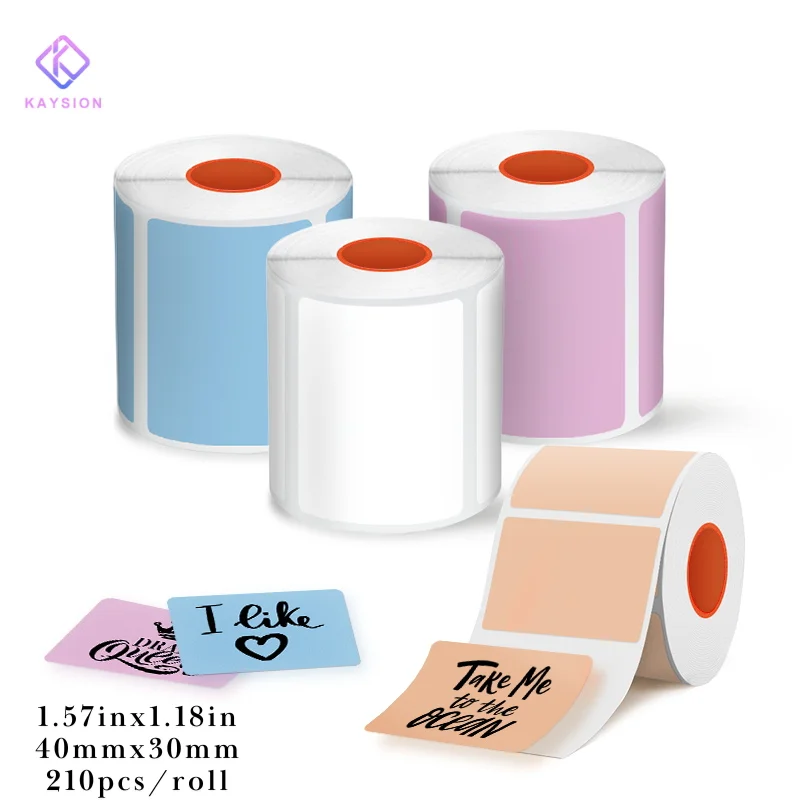 KAYSION Color Rectangle Self-Adhesive Thermal Adhesive Label Roll Compatible for Phomemo M110 M220 M200 E210 SK58 SK20
