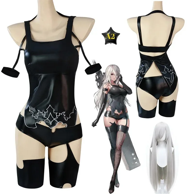 

qq28LQNieR:Automata YoRHa Type A No 2 Косплей Костюм A2 Черные топы из искусственной кожи Шорты Женский сексуальный карнавальный костюм для Хэллоуина