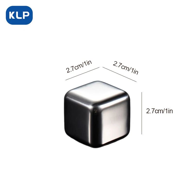 KLP Stainless steel ice cubes, reusable whiskey rocks for cooling drinks, wine, beer and other beverages