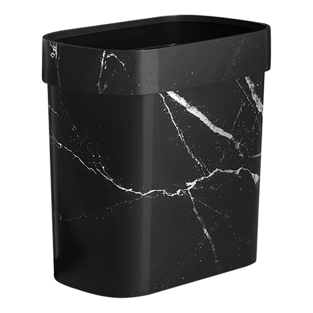 

Slim Marble Trash Can Garbage Container Waste Paper Basket Bathroom Bedroom Kitchen Office Space Saving Compact Recycle Bin