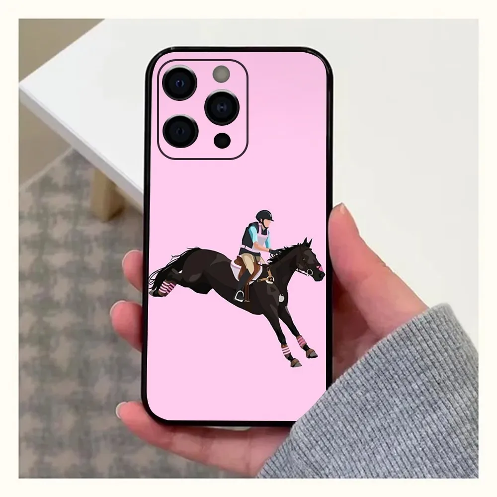 Competition Equestrian Horse Phone Case For Apple iPhone 15,14,13,12,11,Pro,X,XS,Max,XR,Plus,Mini Soft Black Cover