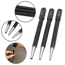 3PC Concave Manual Center Punch Positioning Punch Drilling Fixer Black Cylindrical Nail Electric Tool Accessory Set