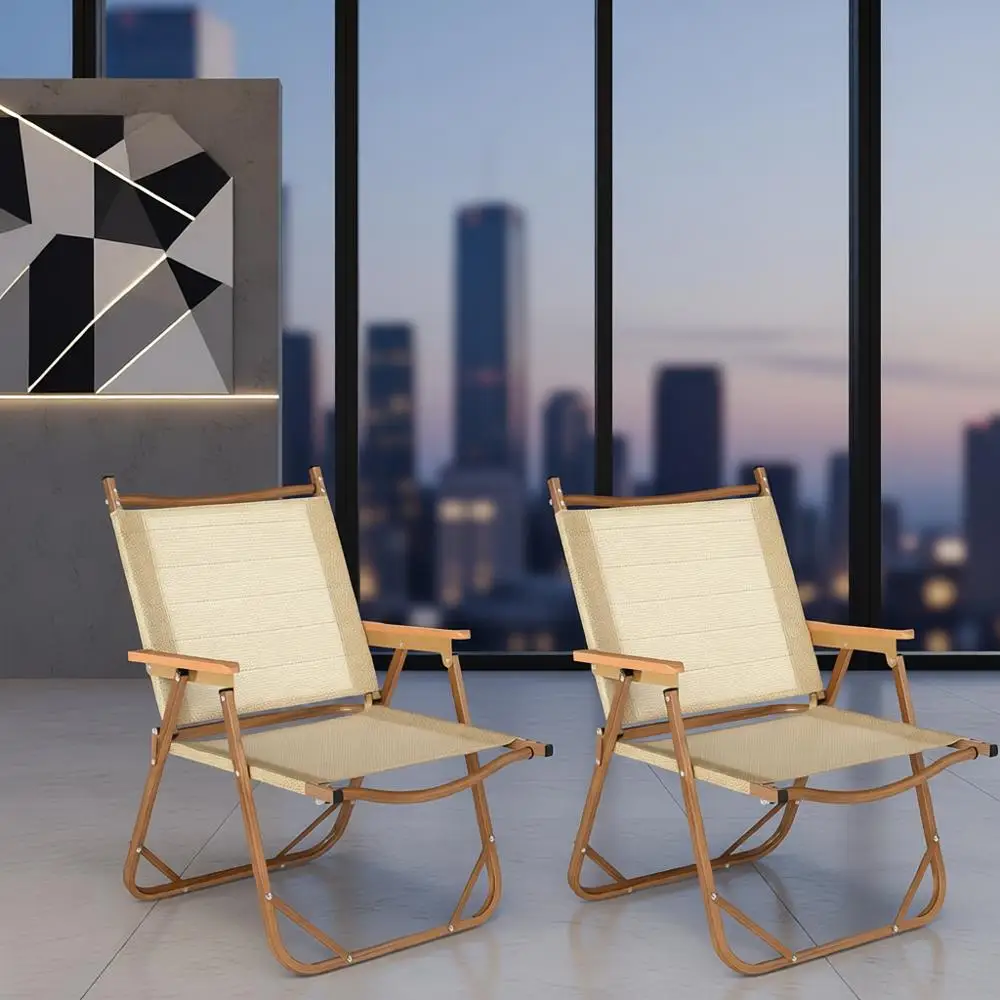 

Set of 4 Portable Folding Lawn Chairs with Durable Fabric Seats for Outdoor Activities, Supports Up to 400 LBS