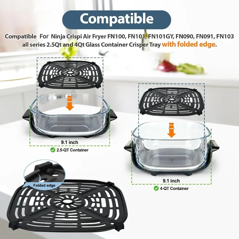 A23F-8Pcs Silicone Bumper For Ninja Crispi Air Fryer FN101, Ninja Crispi Accessories