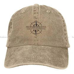 Washed Men's Baseball Cap Sic Parvis Magna 4 With Compass Trucker Snapback Caps Dad Hat Uncharted
