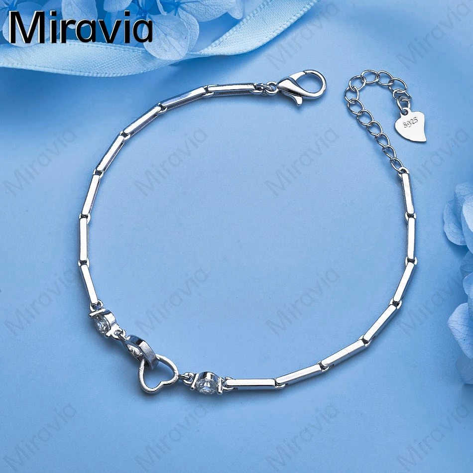 

Miravia 925 Sterling Silver Heart To Heart Bracelet Women'S Exquisite And Elegant Engagement Jewelry