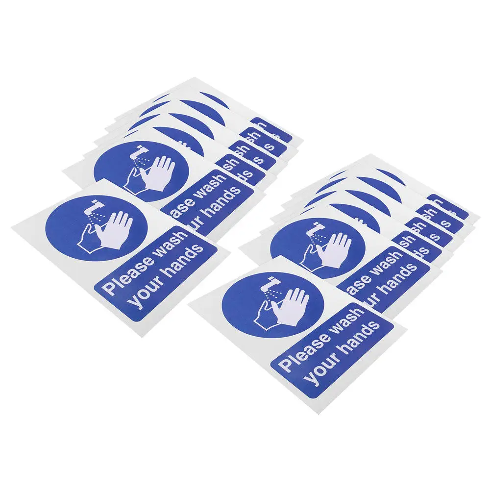 12Pcs Hand Washing Bathroom Stickers Wear Resistant Paper Stickers for Restroom Walls Offices Restaurants Hygiene Reminder Signs