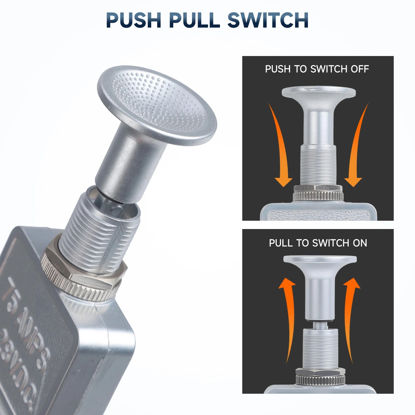 CNSPEED Push Pull Switch 75A 2 Position 6-28V DC SPST On Off Silver Plated Body with Terminals For Automotive Trucks Off Road