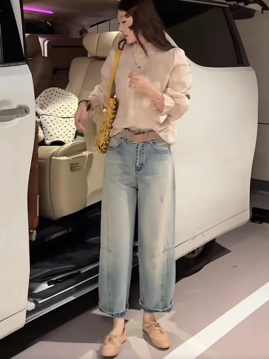 

Весенние джинсы из чистого хлопка, свободные, прямого кроя, с высокой талией, в полоску, средней эластичности, женские повседневные брюки