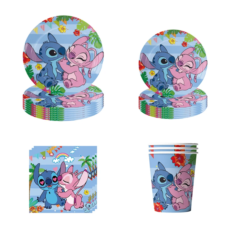 Disney Stitch decorazioni per feste di compleanno tema Lilo Stitch stoviglie usa e getta Set tazze piatti palloncini forniture Baby Shower