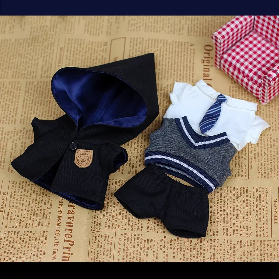 Zestaw ubrań dla lalki Labubu 17 cm, płaszcz, styl akademii magii, ubrania, buty, okulary, akcesoria, prezenty