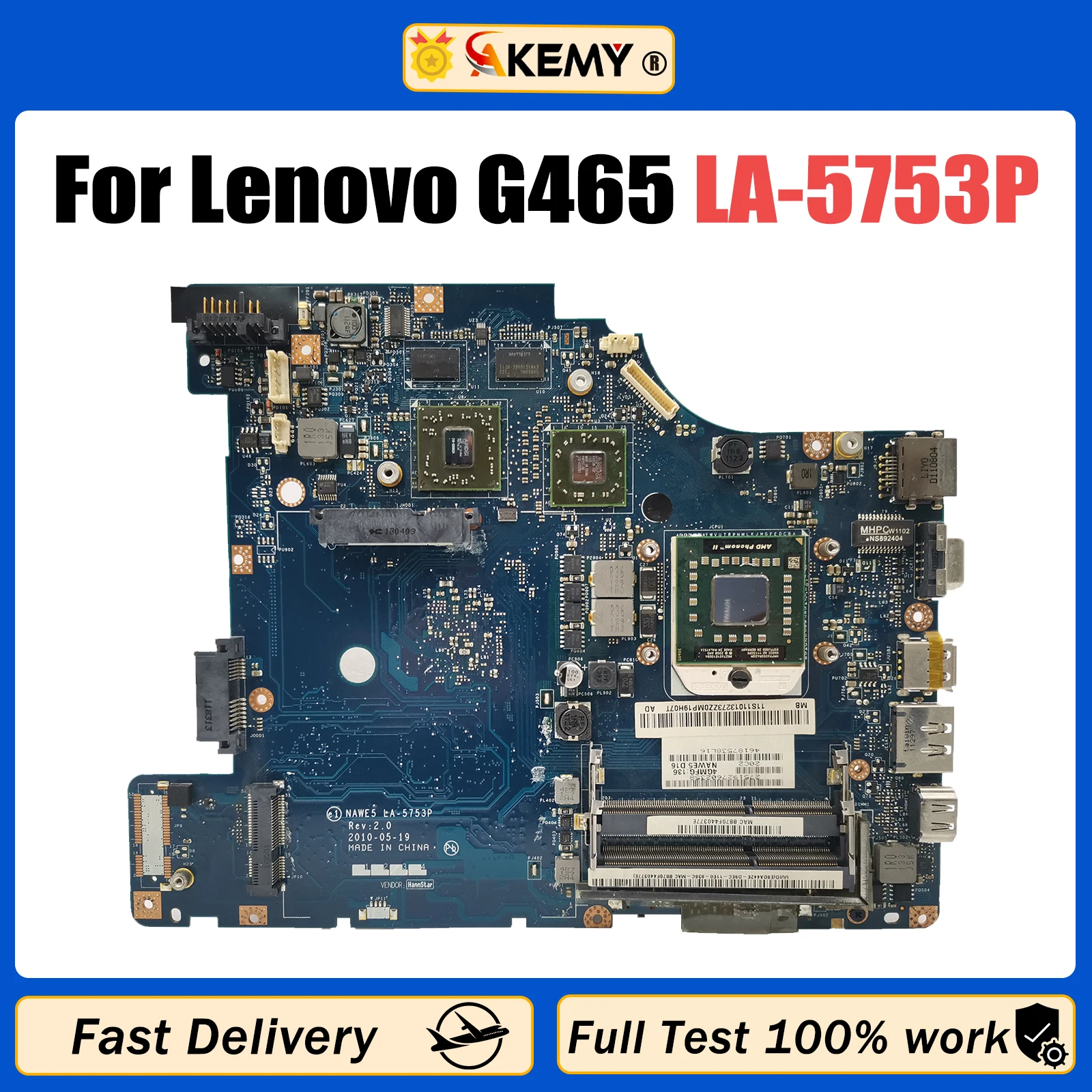 AKEMY NAWE5 LA-5753P Mainboard For Lenovo G465 Laptop Motherboard 11S69039455 11S69039457 With HD5470M GPU tested good