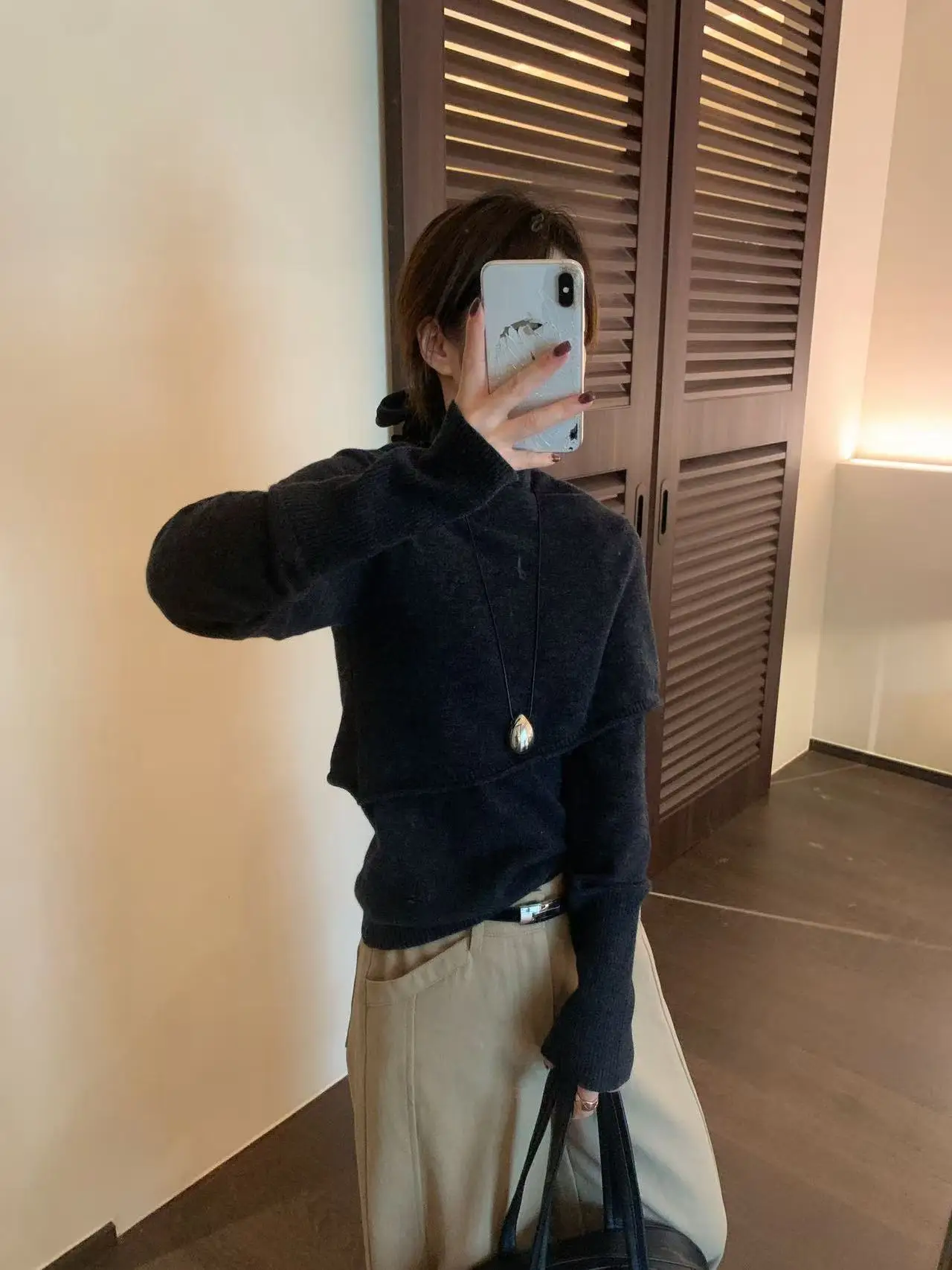 

Вязаный свитер с высоким воротником и эффектом утяжки, осенне-зимний, женский, премиум-класса, B25839