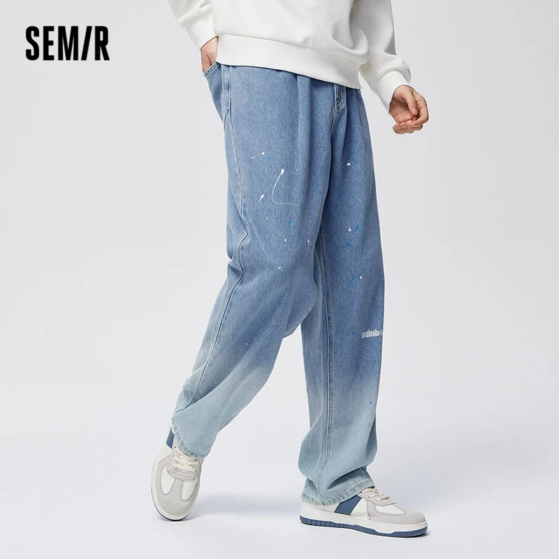 Semir Jeans Men 2023 Spring Loose Straight Tube New Daily Casual Street Gradient Fashion Pants