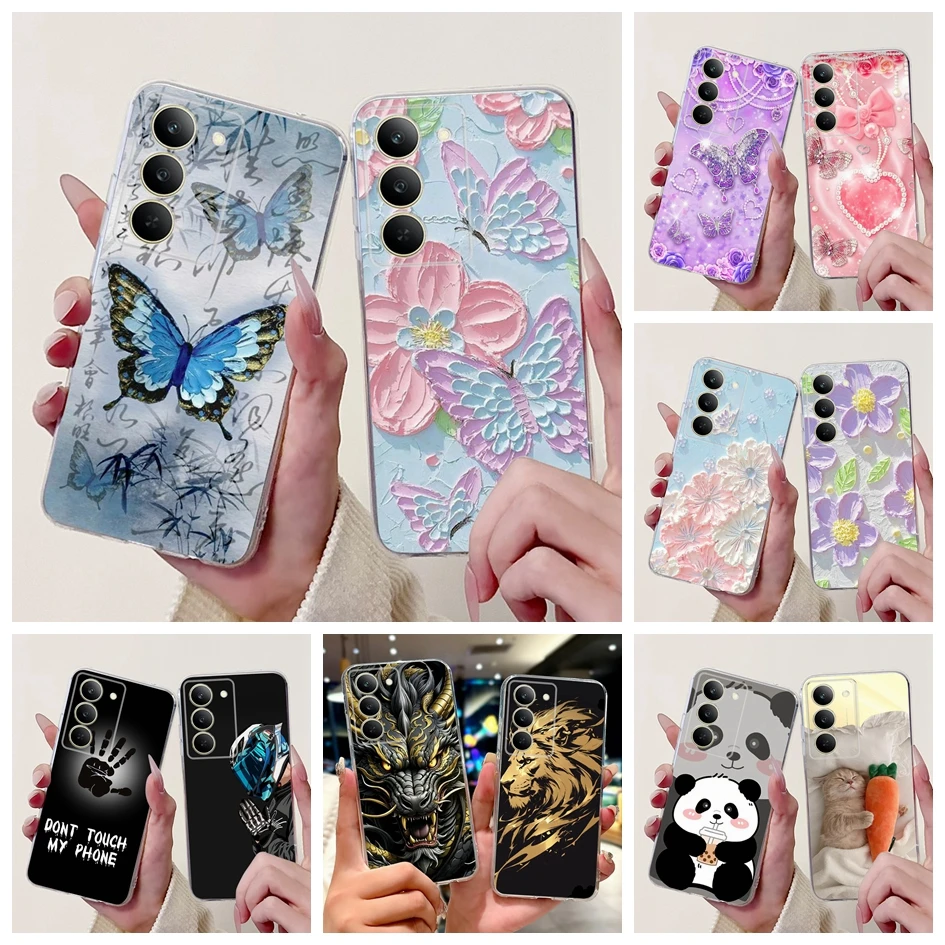 For Realme 14X 5G Case New Stylish Flower Butterfly Soft Transparent TPU Silicone Phone Cover For Realme14X 2024 Protector Funda