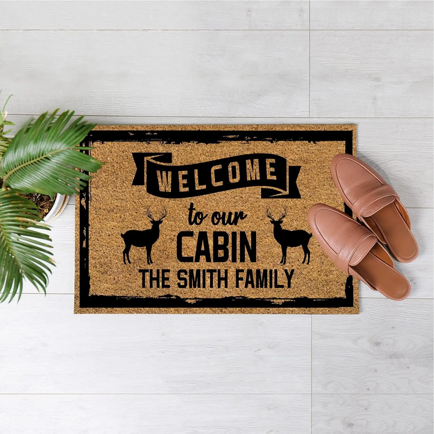 

Custom Funny Home Doormat Personalized Welcome to Our Cabin Door Mats Decorative Entrance Non-Slip Rubber Indoor Outdoor Rug